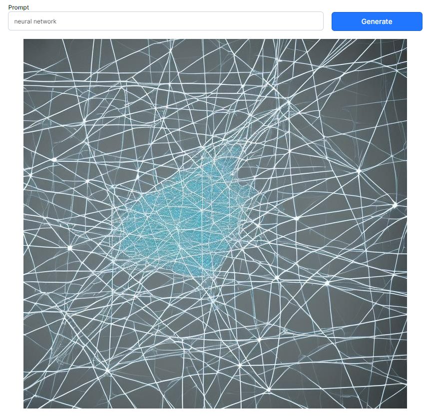 テキスト「neural network」入力でAIで作成したニューラルネットワークのイメージ